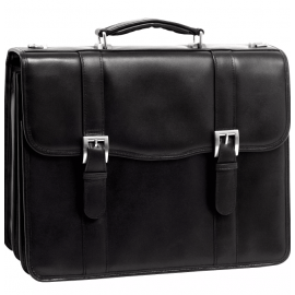 Leather Double Compartment Laptop Briefcase